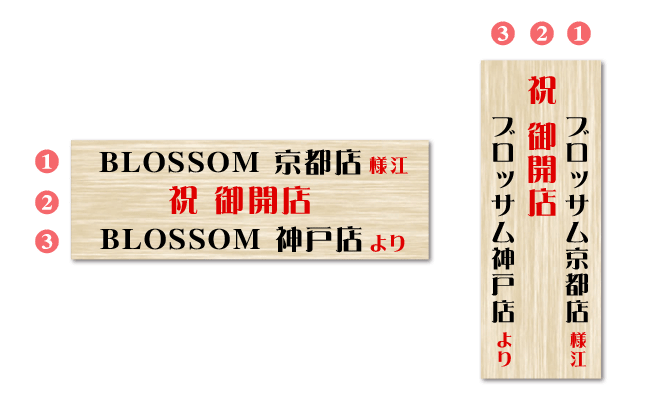 立札 メッセージカード フラワーショップblossom 神戸 三宮店 開店祝いのスタンド花 バルーン装飾